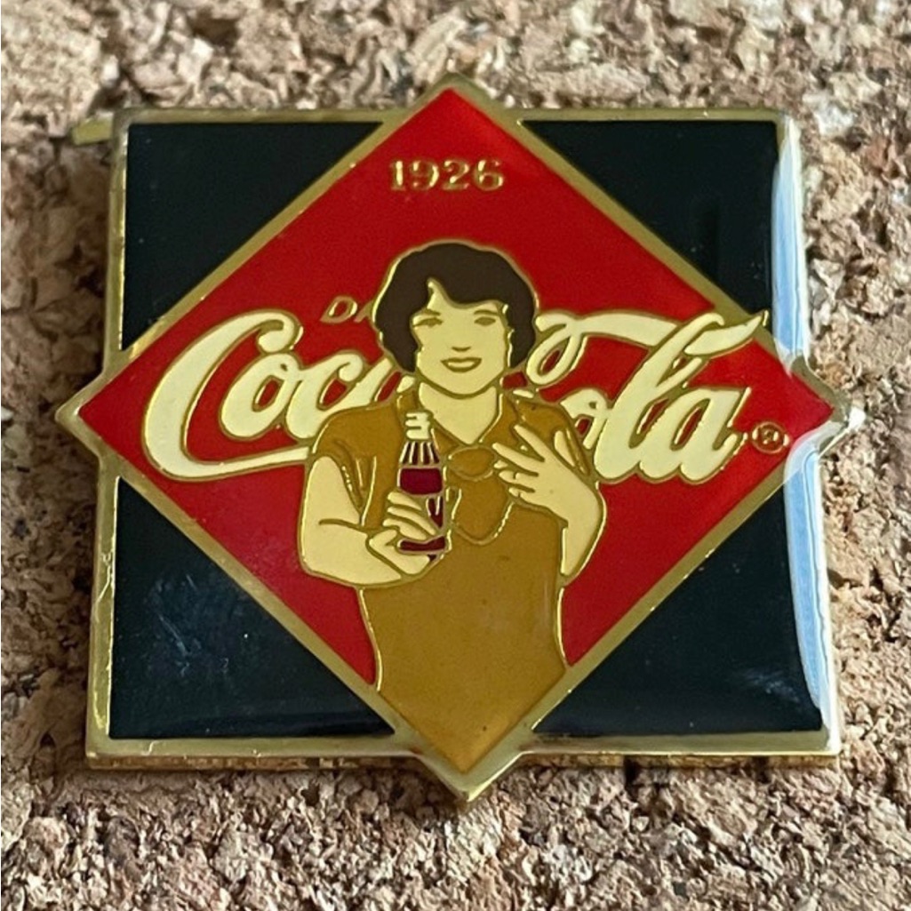 Vintage Coca Cola 1926 Flapper Girl With Coke Enamel Pin